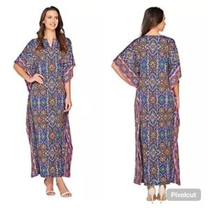Joan Rivers Spice Market Jersey Knit Caftan Maxi Dress Women’s Size 1XP Petite